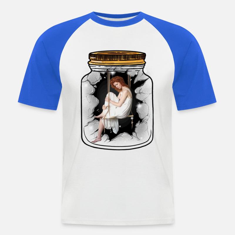 Emotionen Gefühle Depression Einsamkeit - Männer Baseball-T-Shirt - Weiß/Royalblau