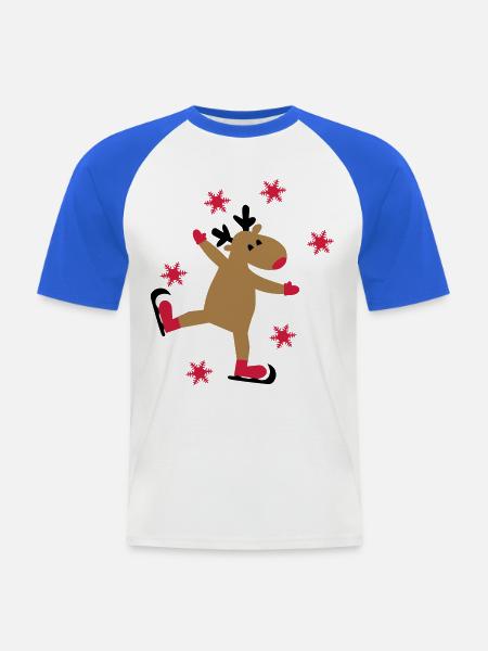 Funny moose for Christmas - Men's Baseball T-Shirt - white/royal blue