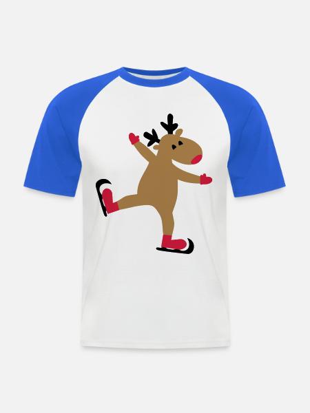 Funny moose for Christmas - Men's Baseball T-Shirt - white/royal blue