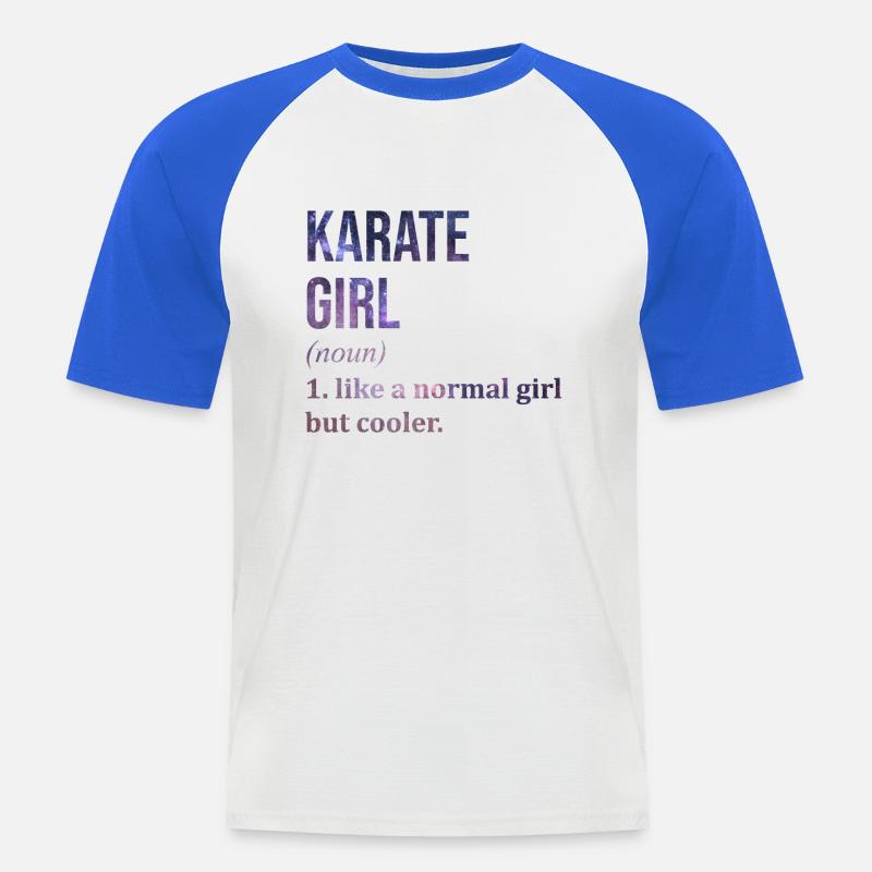karate - Miesten lyhythihainen baseballpaita - valkoinen/kuninkaallinen
