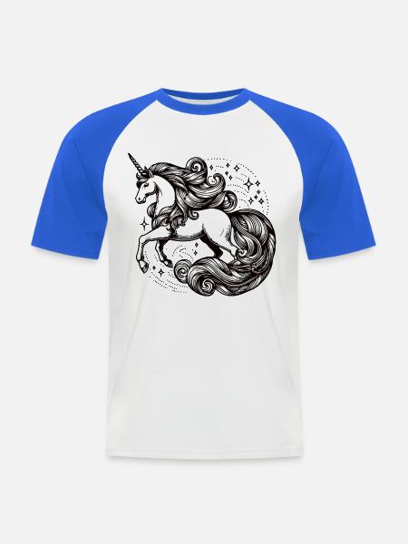 Magisches Sterneneinhorn - Männer Baseball-T-Shirt - Weiß/Royalblau