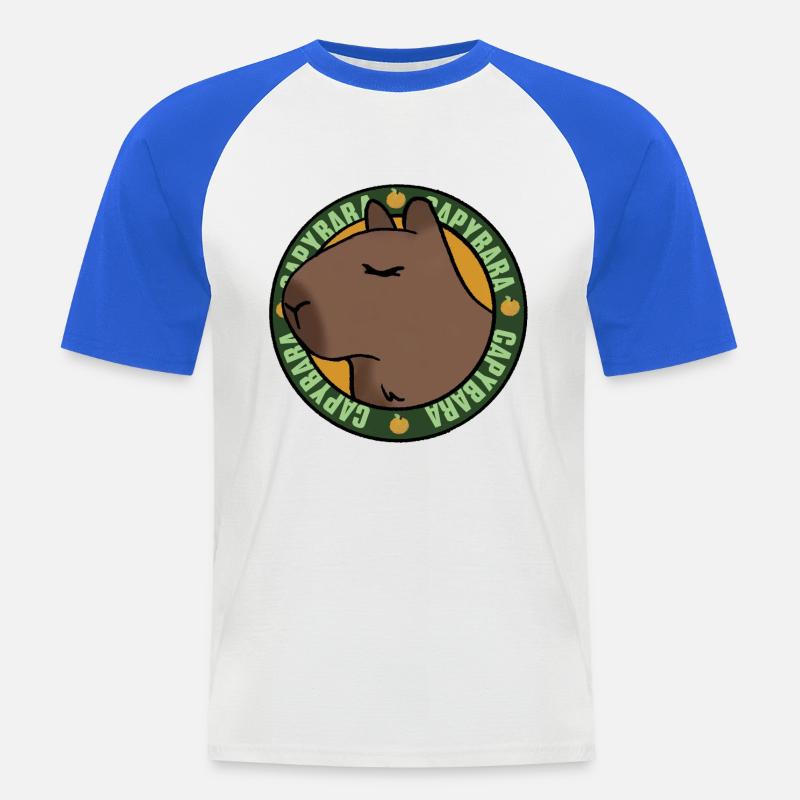 Capibara rilassato - Vibrazioni rilassate - Maglia da baseball a manica corta da uomo - bianco/blu royal