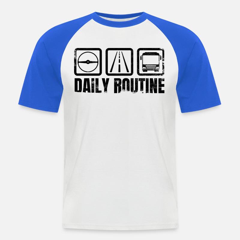Busfahrer Routine - Männer Baseball-T-Shirt - Weiß/Royalblau