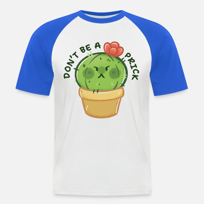 Grumpy Kaktus mit Botschaft - Männer Baseball-T-Shirt - Weiß/Royalblau