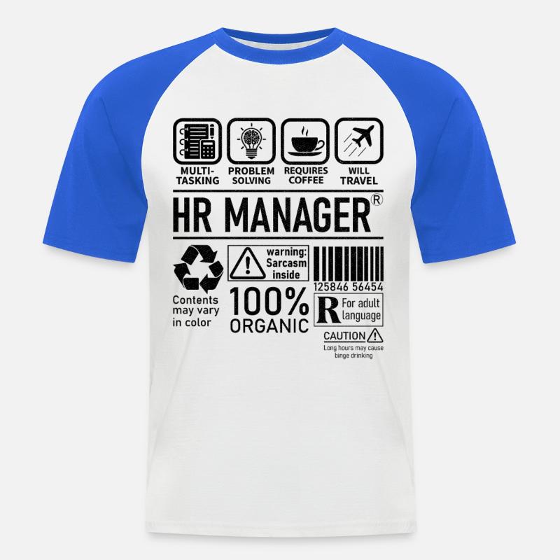 Hr Manager multi tasking problem solving - Männer Baseball-T-Shirt - Weiß/Royalblau