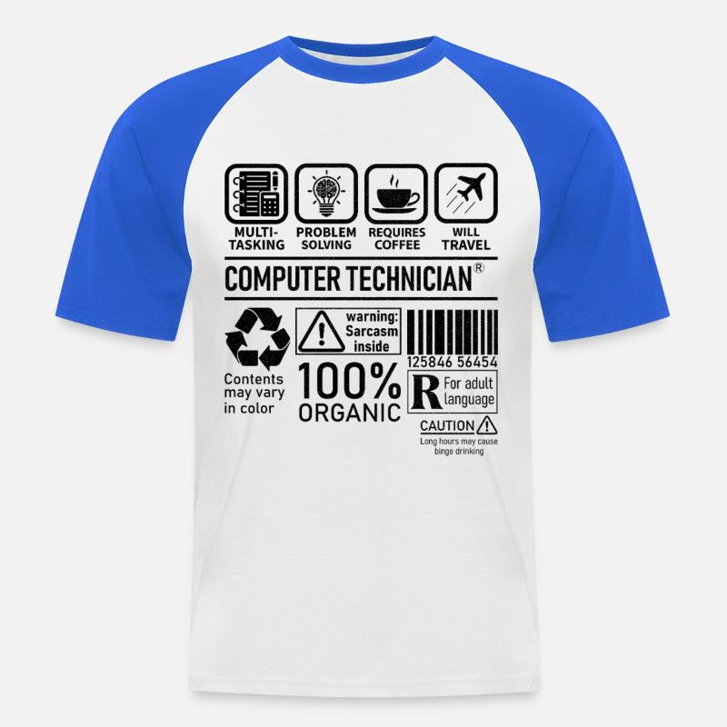 Computer Technician multi tasking problem solving - Men's Baseball T-Shirt - white/royal blue