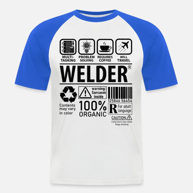 Welder multi tasking problem solving requires - Männer Baseball-T-Shirt - Weiß/Royalblau