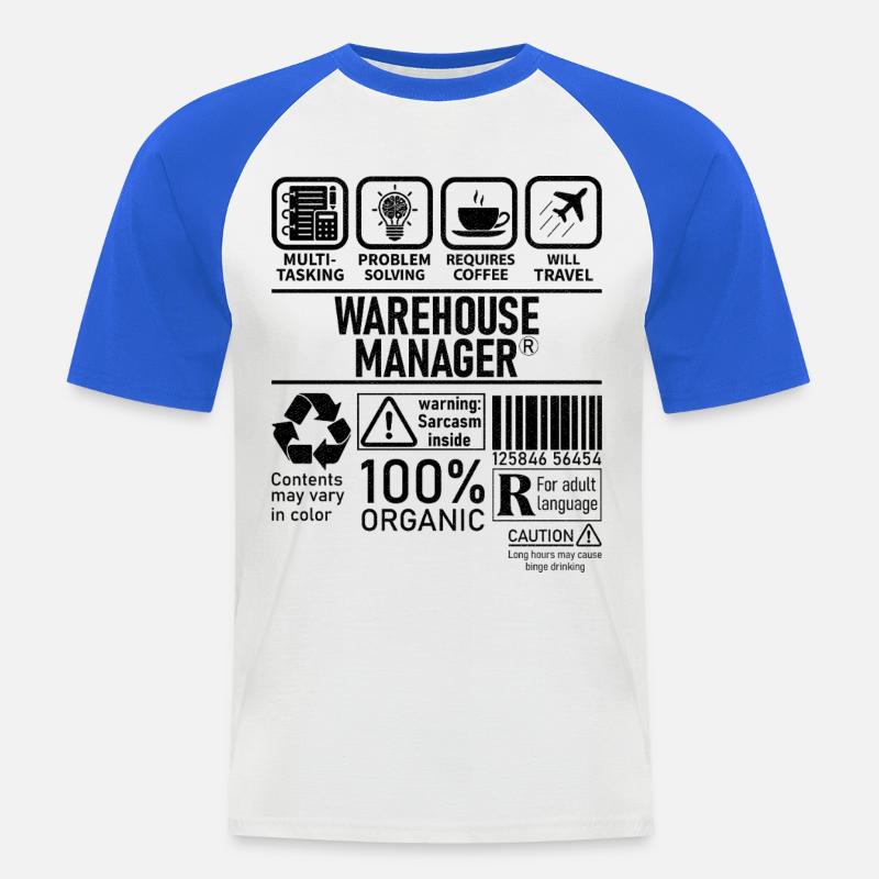 Warehouse Manager multi tasking problem solving - Männer Baseball-T-Shirt - Weiß/Royalblau