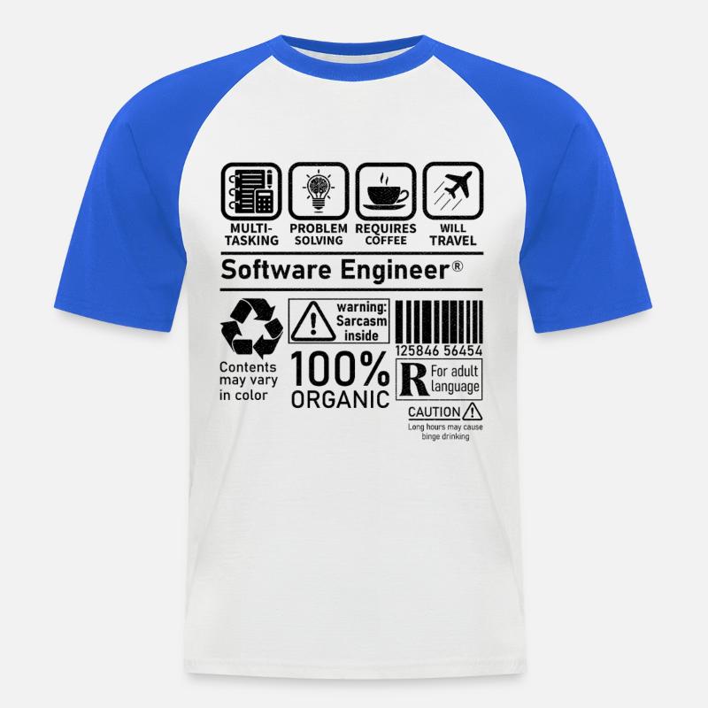 software engineer multi tasking problem solving - Männer Baseball-T-Shirt - Weiß/Royalblau