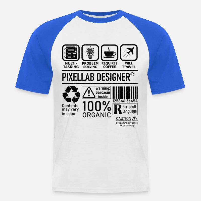 Pixellab Designer multi tasking problem solving - Men's Baseball T-Shirt - white/royal blue