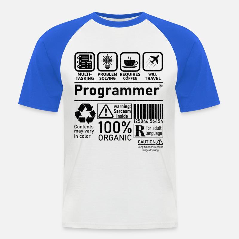 Programmer multi tasking problem solving requires - Männer Baseball-T-Shirt - Weiß/Royalblau