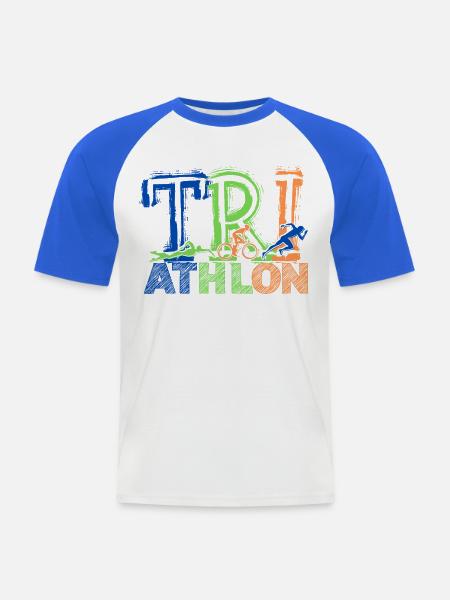 Triathlon - Next Level - Männer Baseball-T-Shirt - Weiß/Royalblau