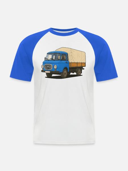 Plateau Est - T-shirt baseball manches courtes Homme - blanc/bleu royal