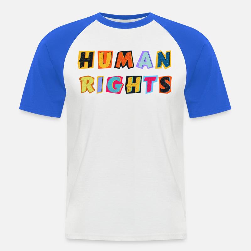 Human Right - Menschenrechte - Männer Baseball-T-Shirt - Weiß/Royalblau