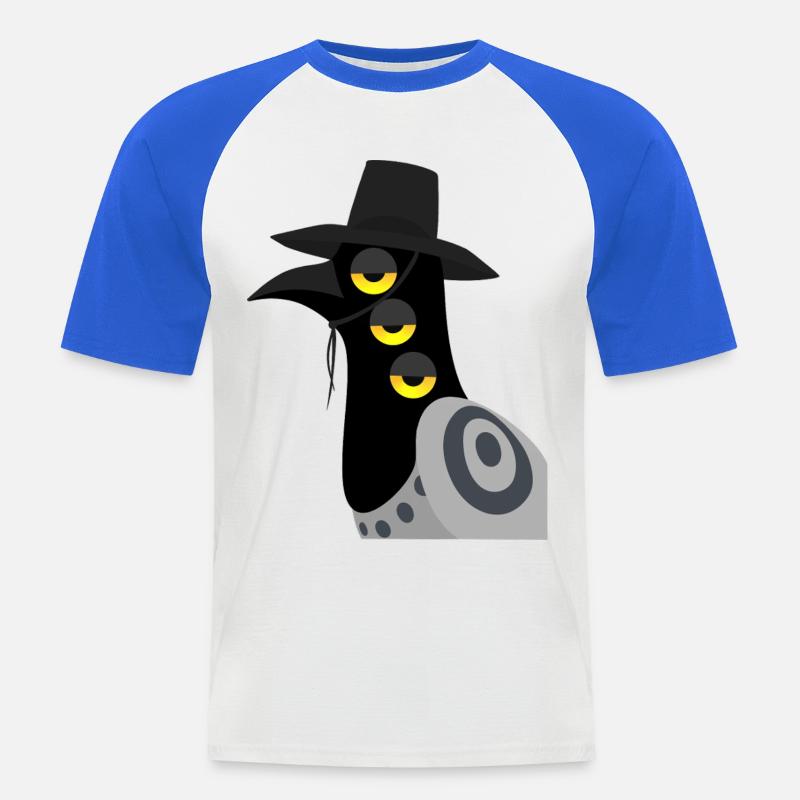 Dämonischer Vogel skeptisch - Männer Baseball-T-Shirt - Weiß/Royalblau