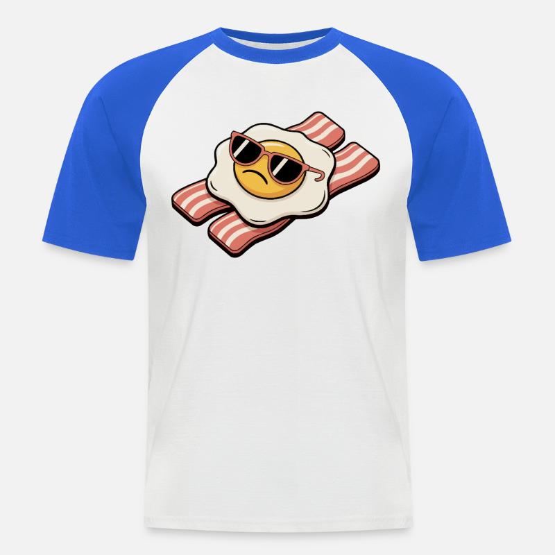 Bacon and egg - Breakfast Breakdown - Männer Baseball-T-Shirt - Weiß/Royalblau