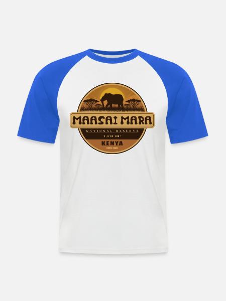 Masai Mara , Nationalreservat , Kenia - Männer Baseball-T-Shirt - Weiß/Royalblau