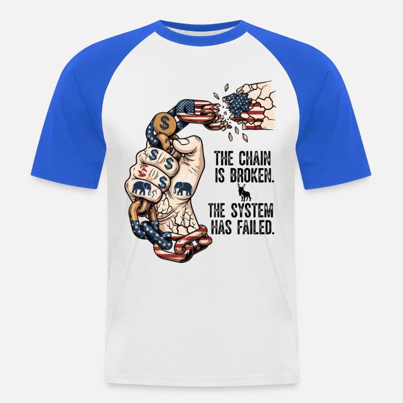 The System Has Failed - Männer Baseball-T-Shirt - Weiß/Royalblau