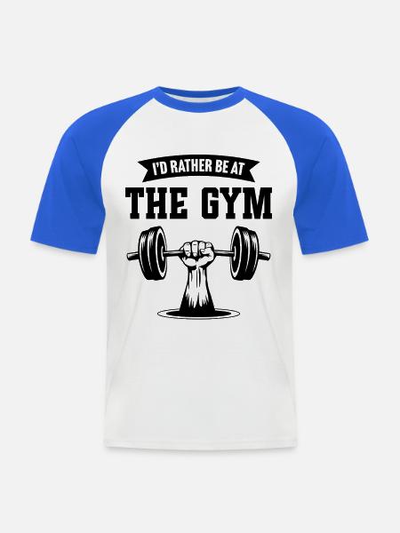 Ich wäre lieber im Fitnessstudio - Männer Baseball-T-Shirt - Weiß/Royalblau
