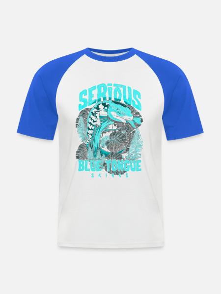 Ernsthaft über Blauzungenskinke Reptilienhalter - Männer Baseball-T-Shirt - Weiß/Royalblau