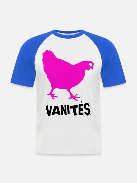 VANITÉS - T-shirt baseball manches courtes Homme - blanc/bleu royal