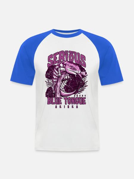 Ernsthaft über Blauzungenskinke Reptilienhalter - Männer Baseball-T-Shirt - Weiß/Royalblau