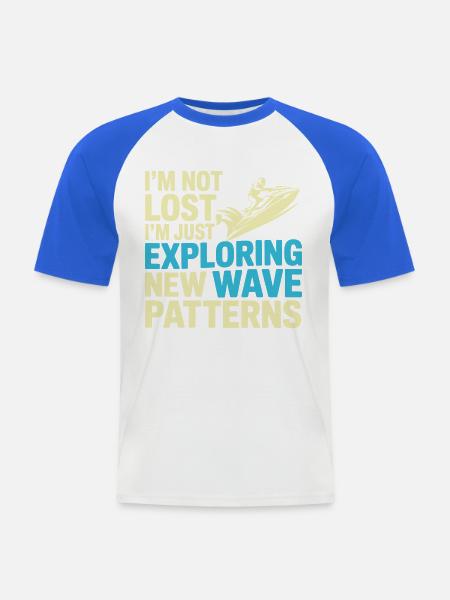 Jetski-Fahrer-Abenteuer-Ozean-Humor - Männer Baseball-T-Shirt - Weiß/Royalblau