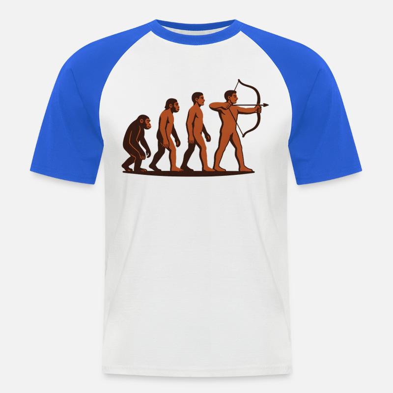 Evolution Bogenschießen Bogen Ziel Bogenschütze - Männer Baseball-T-Shirt - Weiß/Royalblau