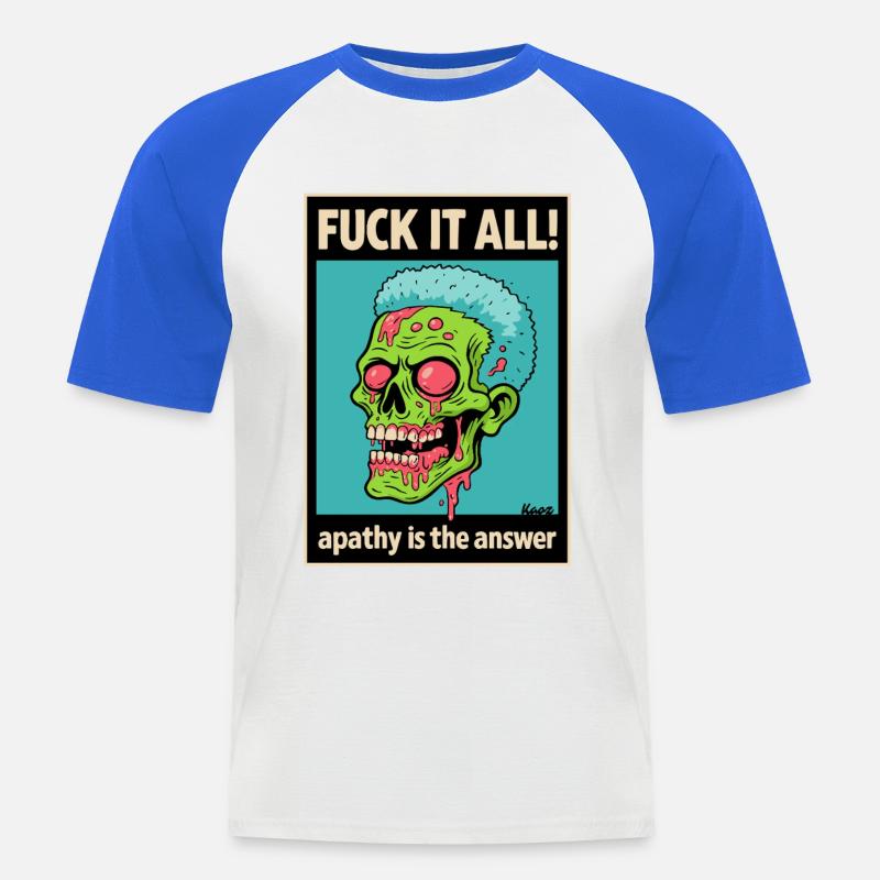 Zombie Totenschädel mit mutigem Statement - Männer Baseball-T-Shirt - Weiß/Royalblau
