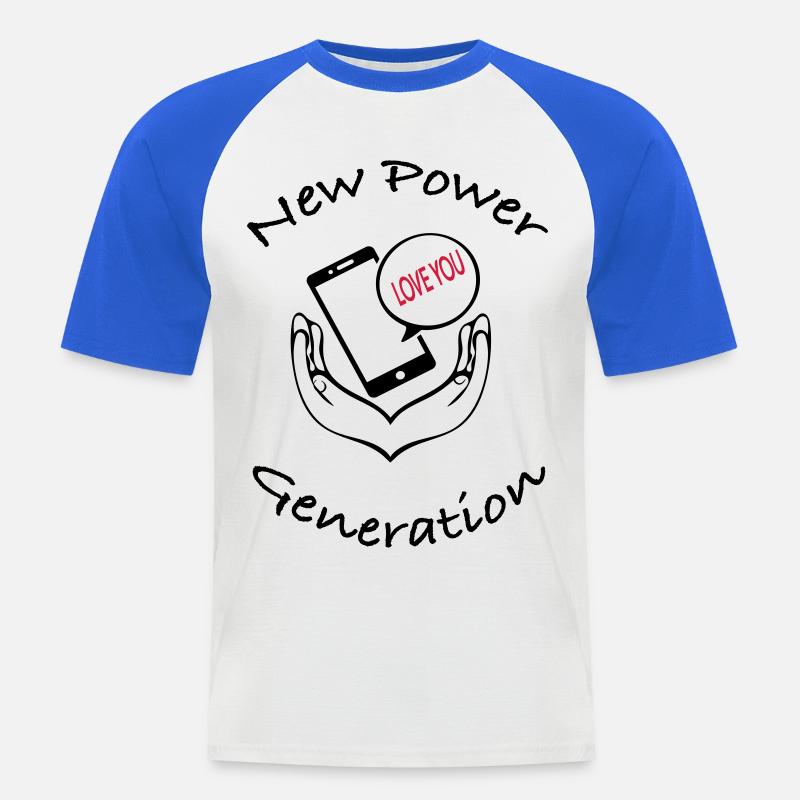 New Power Generation Love Message Design - Männer Baseball-T-Shirt - Weiß/Royalblau