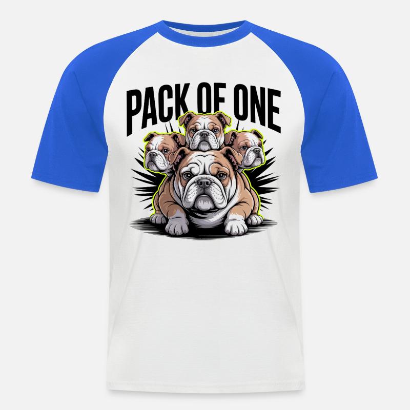 Packung mit einer Bulldogge - Männer Baseball-T-Shirt - Weiß/Royalblau