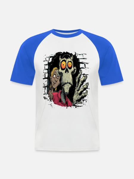 Skelett und Freund Comic-Horror - Männer Baseball-T-Shirt - Weiß/Royalblau