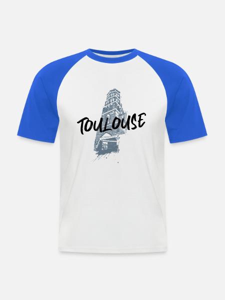Illustration monochrom Toulouse Saint-Nicolas - Männer Baseball-T-Shirt - Weiß/Royalblau