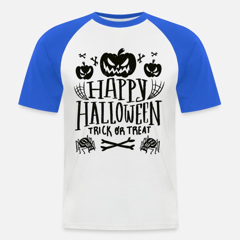 Fröhliches Halloween-Süßes oder Saures - Männer Baseball-T-Shirt - Weiß/Royalblau