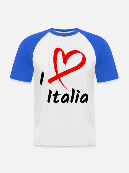 I Love Italia Herz Geschenk - Männer Baseball-T-Shirt - Weiß/Royalblau