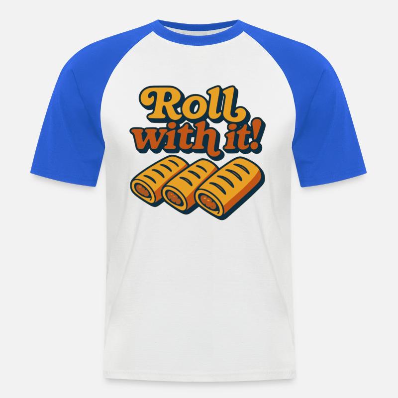 Lass dich darauf ein - Männer Baseball-T-Shirt - Weiß/Royalblau