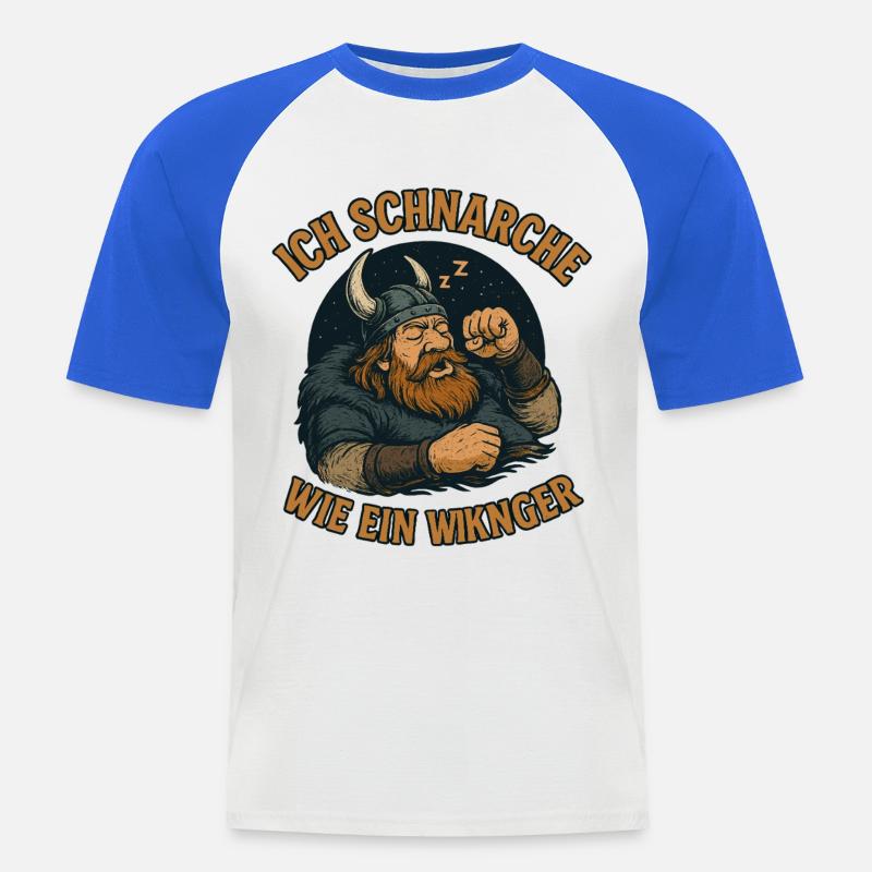 Ich schnarche wie ein Wikinger - Männer Baseball-T-Shirt - Weiß/Royalblau