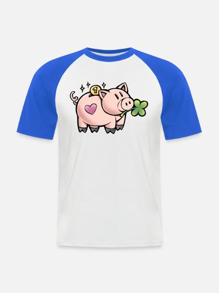 Süßes Sparschwein - Männer Baseball-T-Shirt - Weiß/Royalblau
