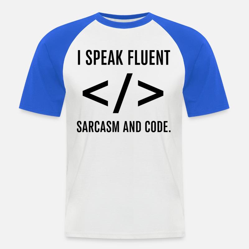 Ich spreche fließend Code - Männer Baseball-T-Shirt - Weiß/Royalblau