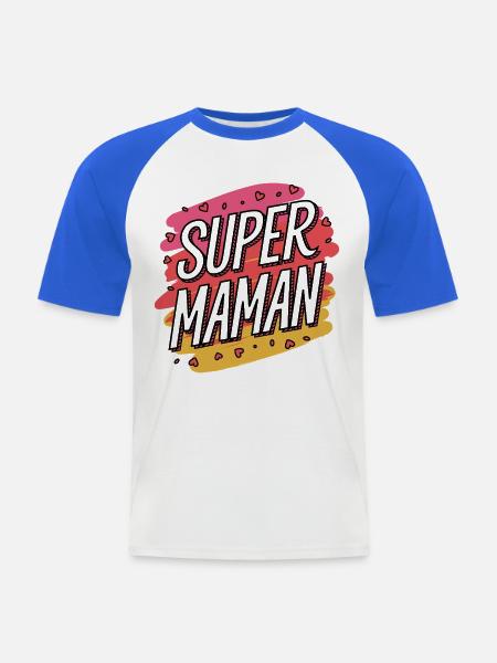 Super-Mama - Männer Baseball-T-Shirt - Weiß/Royalblau