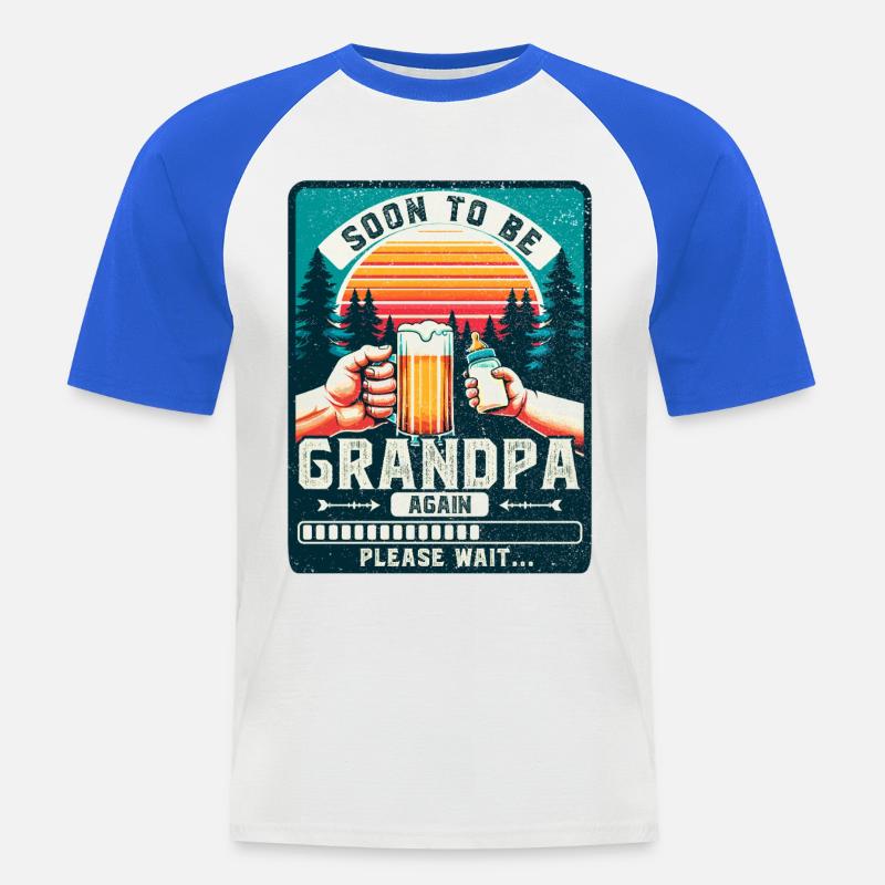 Werdender Opa loading zukünftiger Großvater - Männer Baseball-T-Shirt - Weiß/Royalblau