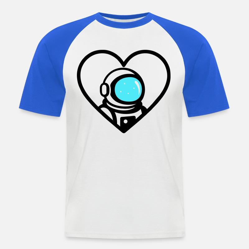 Astronaut Heart Space Cosmo Helm - Männer Baseball-T-Shirt - Weiß/Royalblau