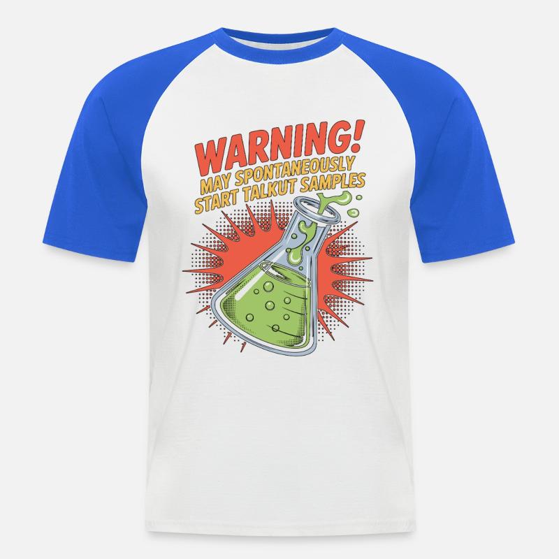 Lab Technician Warning May Spontaneously Scientist - Männer Baseball-T-Shirt - Weiß/Royalblau