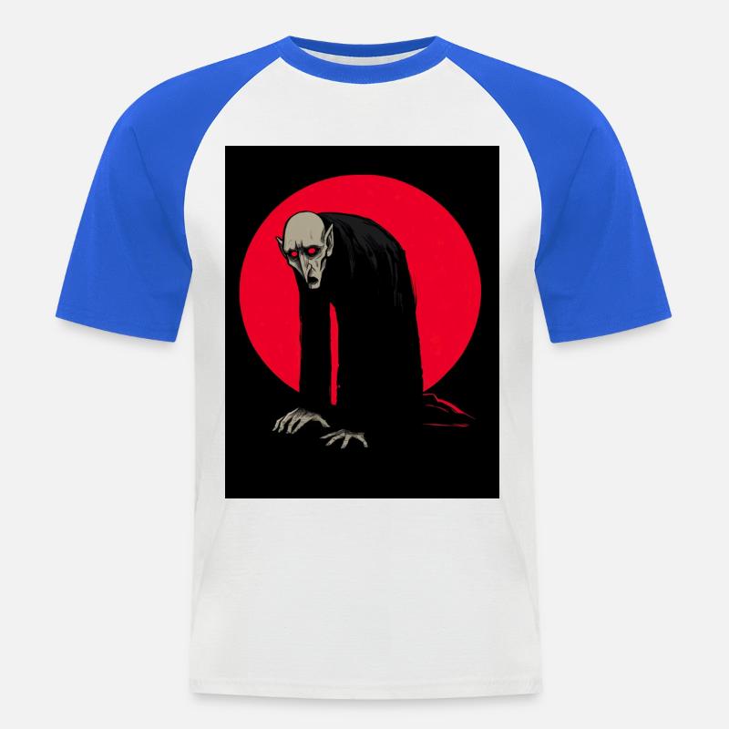 Roter Mond Vampir Dämon im Schatten - Männer Baseball-T-Shirt - Weiß/Royalblau