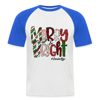 Merry Bright Festive Plaid Pattern - Männer Baseball-T-Shirt - Weiß/Royalblau - Vorne