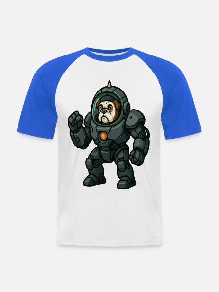 Bulldog-Pilot in schwerer Mech-Weltraumrüstung - Männer Baseball-T-Shirt - Weiß/Royalblau