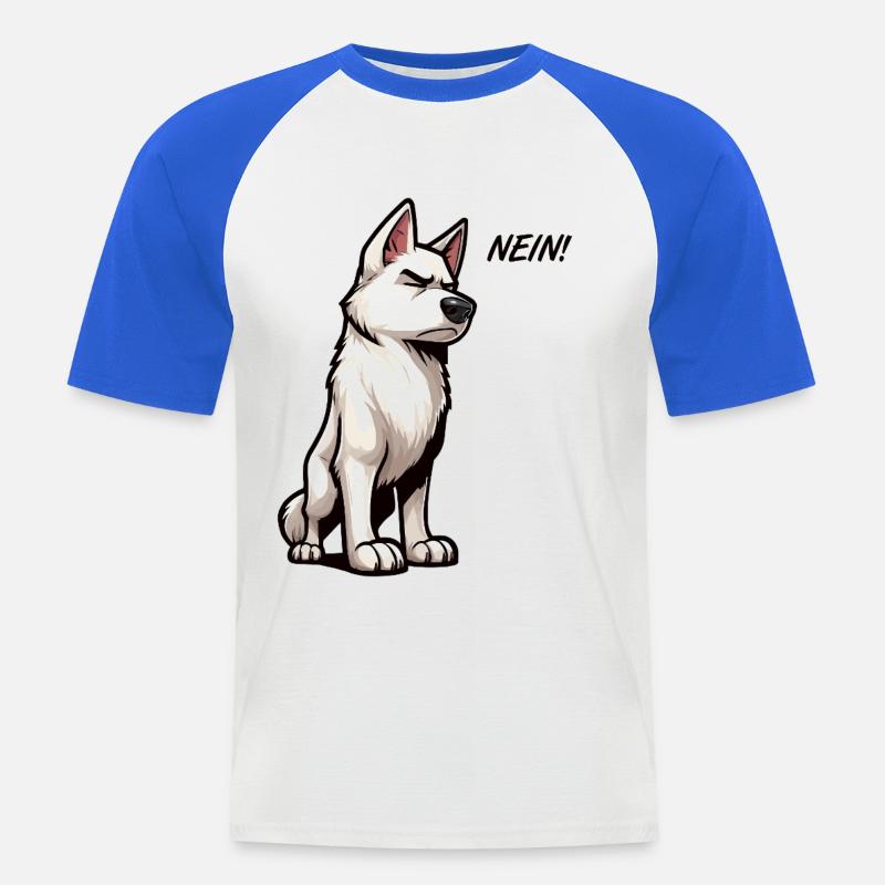Nein Weißer Schäferhund Schäferhund Schäferhunde - Männer Baseball-T-Shirt - Weiß/Royalblau
