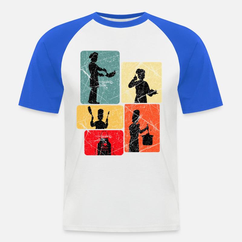Küchenhelden Silhouetten Muster - Männer Baseball-T-Shirt - Weiß/Royalblau