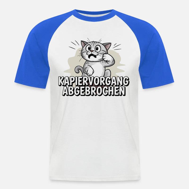 Kapiervorgang abgebrochen – Katze verwirrt - Männer Baseball-T-Shirt - Weiß/Royalblau