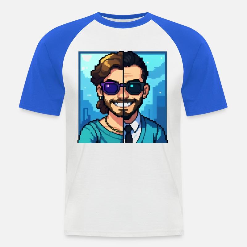 JUNGE TRIFFT JUNGE – nette Leute - Männer Baseball-T-Shirt - Weiß/Royalblau